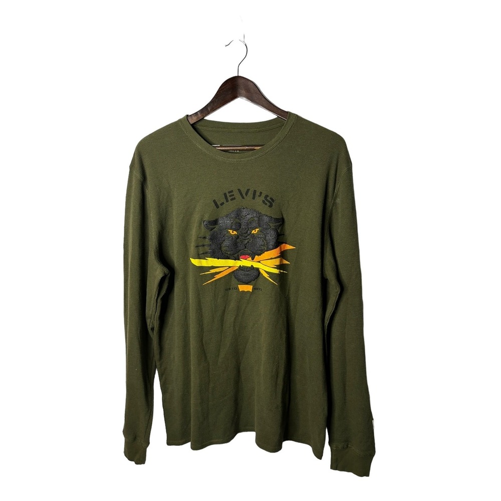 Levi's sz XL‎ waffle thermal crewneck long sleeve shirt panther mens